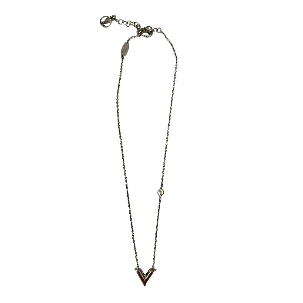 Louis Vuitton LV Essential V Necklace Silver Tone